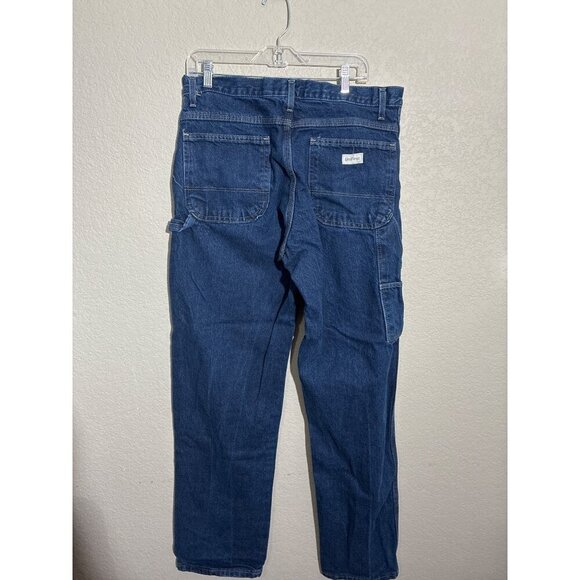 Unifirst Jeans Men's size 34x32 Carpenter Straight Leg 100% Cotton Blue Denim - Picture 3 of 10